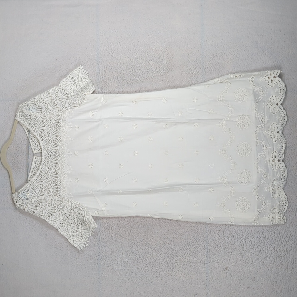 Sundance Women's White Eyelet Cottage Farmhouse Lace Dress Size M